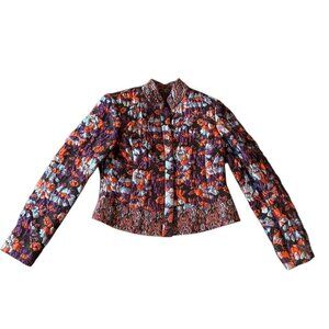 Doncaster Collection Jacket Floral Brocade Blazer Women's Sz 2 Vintage Purple